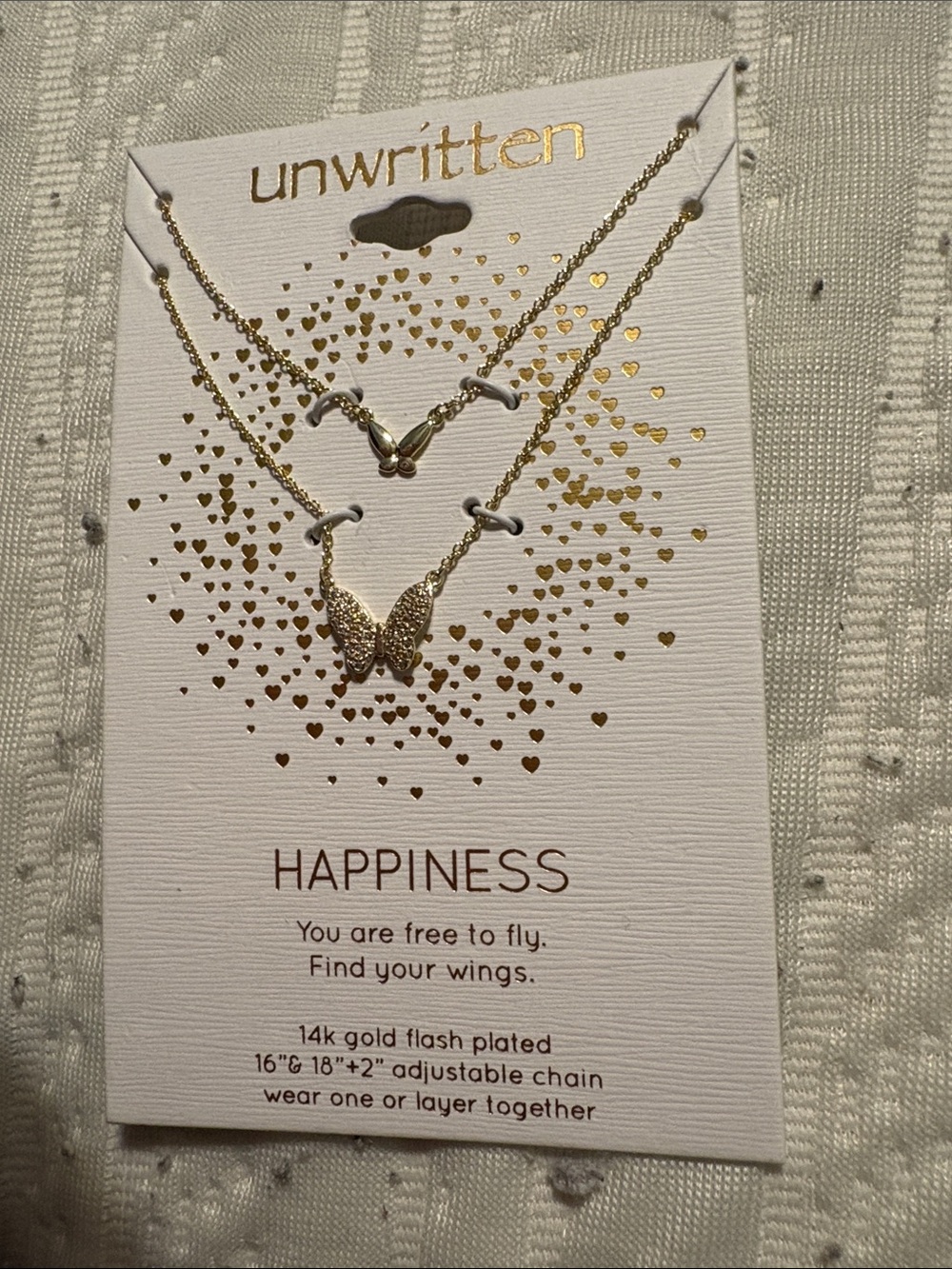 Unwritten Gold Double Layer Butterfly  Necklace 14 k gold plated. Nice new